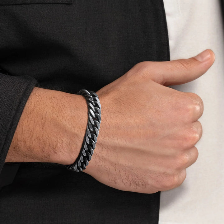 Man Chunky Cuban Chain Bracelet,Stainless Steel Gold Silver Black Retro Color Miami Curb Link Wristband Gift,8/10/12/15MM Width